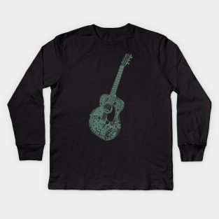 Acoustic Guitar Art tattoo Kids Long Sleeve T-Shirt